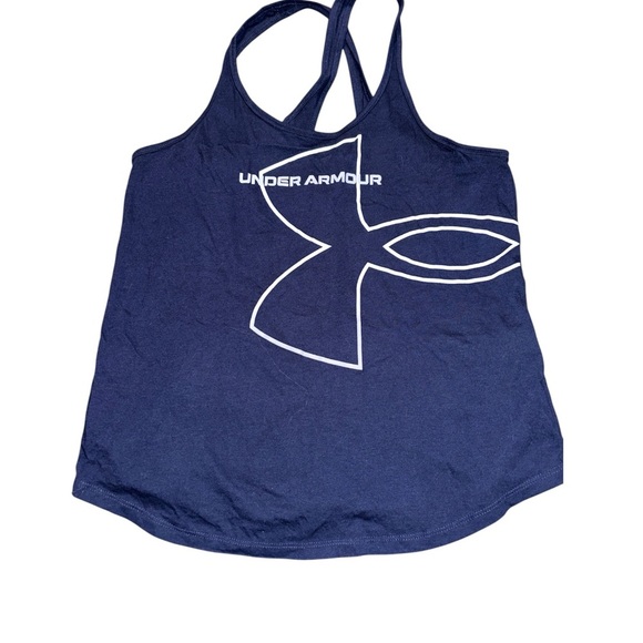 Under Armour Blue Sleeveless Tank Top with Bold Logo - Picture 1 of 2